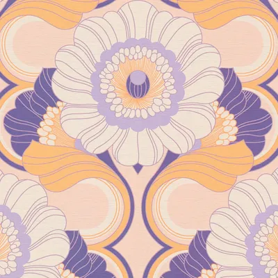 Immagine prodotto di Profhome 395303-GU Carta da parati retrò Fiori viola beige giallo crema-bianco 4,5 m2