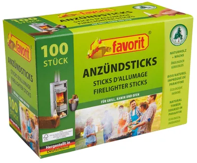 Immagine prodotto di Bastoncini accendifuoco Favorit, 100 pezzi