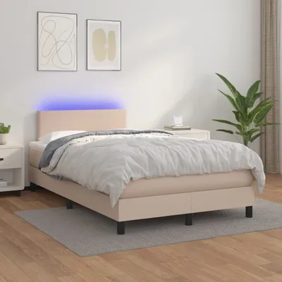 Produktbild von The Living Store Boxspringbett mit Matratze & LED Cappuccino-Braun 120x200cm