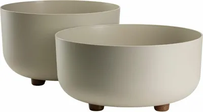 Immagine prodotto di HowHomely | Vasi da fiori con piedini - Vasi per piante - beige - Set da 2 - Coprivasi - Vasi da giardino - Decorativi
