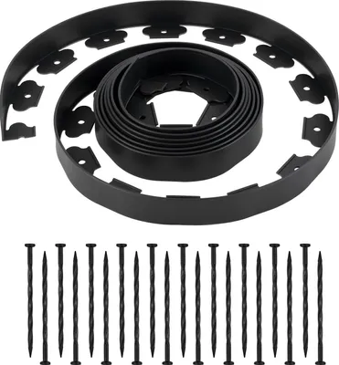 Immagine prodotto di Bordi per prato - Bordi per aiuole in plastica - 6 m x 5 cm - Modellabile - Con 120 tasselli - Resistente alle intemperie e ai raggi UV - Per aiuole, sentieri e bordi di pavimentazione