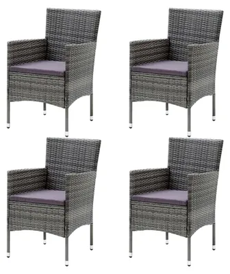 Produktbild von 4er Set Gartenstuhl aus Poly-Rattan in Grau