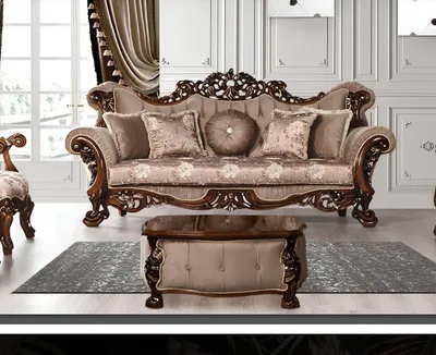 Produktbild von Sofa 3 Sitzer Klassischer Dreisitzer Sofas Stoff Textil Design Barock Rokoko Neu