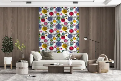 Produktbild von MuchoWow® Fototapete für Wohnzimmer oder Schlafzimmer Wandtapete Vinyl Motivtapete Matroschka - Schnittmuster - Baby - 155x240 cm - Tapete