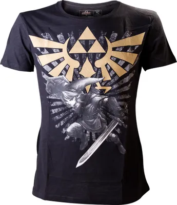 Produktbild von The Legend of Zelda Link mit goldenem Hyrule-Wappen-Logo-T-Shirt - XXL