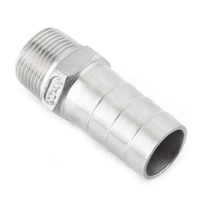 Produktbild von Edelstahl-Außengewinde-Rohrverschraubungsadapter, Widerhaken-Schlauchanschluss (3/4 Zoll x 25 mm)