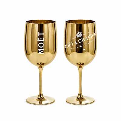 Produktbild von Goldene Champagnerbecher 2er Set aus Kunststoff – Bruchsichere Sektbecher – Leicht, stilvoll & wiederverwendbar – passend für Moët & Chandon