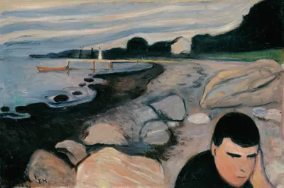 Produktbild von Edvard Munch Kunstdruck Bild - Melancholie, 1892 (120 x 180 cm)