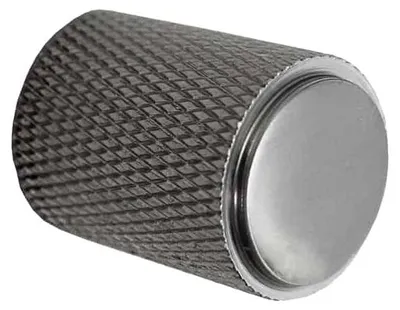 Productafbeelding van Stalen meubelknop met satijnzilveren afwerking, diameter 18 mm