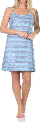 Produktbild von Normann Damen Spaghetti Nachthemd im Ethnolook - auch in Übergrössen ; blau , 56