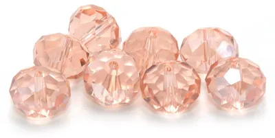 Produktbild von Vintageparts Glasschliffperlen rosa Rondelle facettiert galvanisiert 12mm für Ketten und Armbänder, 8 Stück