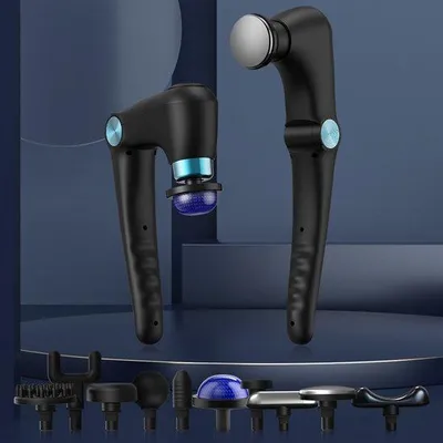 Imagen del producto de Masajeador con 10 accesorios intercambiables, masajeador con función de calentamiento, masajeador para la espalda que proporciona un masaje profundo en los tejidos, masajeador para aliviar el dolor en la zona del cuello y la espalda (azul)