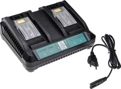 Produktbild von vhbw Dual-Ladegerät kompatibel mit Makita TW251DRFX, UB182D, TW450DRFX, UB182DRF, UB183D, UB182DZ, UC122D Werkzeug Li-Ion-Akkus, 100 W, 14,4 V