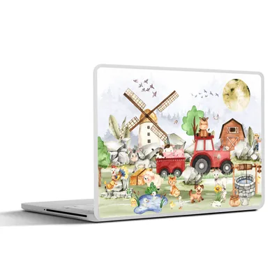 Produktbild von MuchoWow® Laptop Aufkleber Sticker Cover Bauernhof - Traktor - Kinder - Tiere 36.5x27.5 cm - Laptop-Sticker