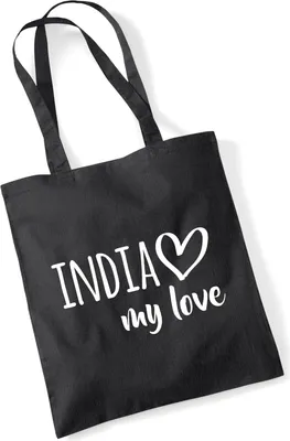 Produktbild von Huuraa Jutebeutel India my love 10 Liter Black Baumwolle Tasche Geschenkidee