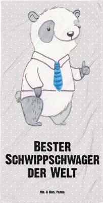 Produktbild von Mr. & Mrs. Panda Handtuch Panda Bester Schwippschwager der Welt - Grau Pastell - Geschenk, Familie, Schwager, Schwipschwager, Duschtuch, Verwandtschaft, Badehandtuch