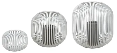 Produktbild von 3er Set Windlichter Wili Stäbe in Kugelform 10 + 18 + 26cm weiß Metall Formano
