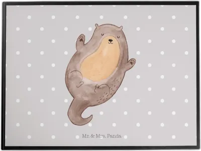Produktbild von Mr. & Mrs. Panda Schreibunterlage Otter Umarmen - Grau Pastell - Geschenk, Tischunterlage, schreibtischunterlagen, gut Gelaunt, glücklich, schreibtischunterlage, Hallo