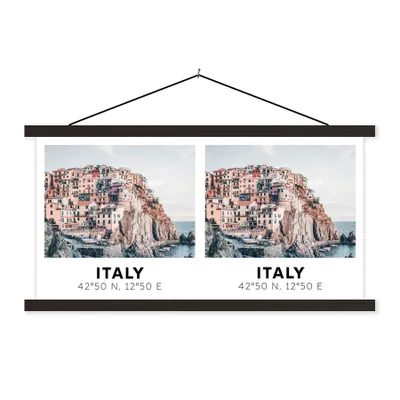 Produktbild von MuchoWow® Textilposter Italien - Häuser - Berg 120x60 cm mit schwarzem Rahmen - Dekoration Schlafzimmer