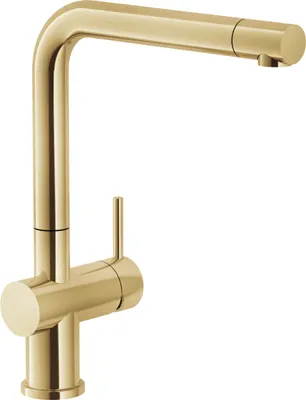 Zdjęcie produktu dla Bateria KeraDomo LIVE w kolorze MATTGOLD ze stałą wylewką / Systemceram