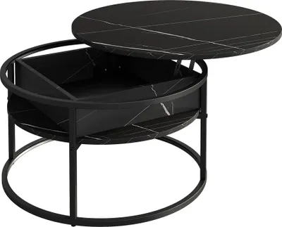 Zdjęcie produktu dla Stolik kawowy Vicco Marlo Czarny/marmurowo-biały 77 x 77 cm, Model 55941