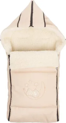 Produktbild von Winter Fußsack für Kinderwagen Babyschale Schlittensack Wollesack Baby Fußsack Kuschelsack Winterfußsack 40 x 90 cm (Creme)