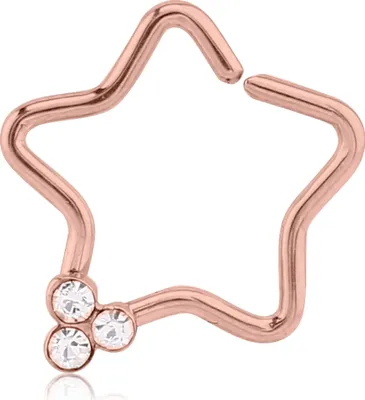 Produktbild von viva-adorno Knorpel Piercing Stern Kristall Ohrpiercing Helix Cartilage Tragus 316L Chirurgenstahl verschiedene Farben Z490,Stern 3x rosegold / klar