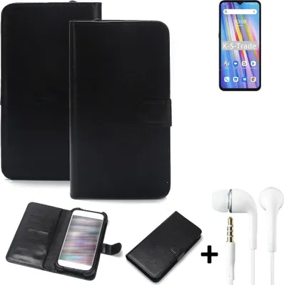Produktbild von K-S-Trade Wallet Case Handyhülle kompatibel mit UMIDIGI A11 Schutzhülle Flip cover Flipstyle Tasche Hülle Flipcover Slim Bumper schwarz + in ear