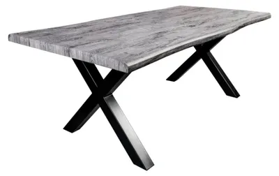 Produktbild von Esstisch RIVET 180 cm in grauer Holzoptik und schwarzem Metall