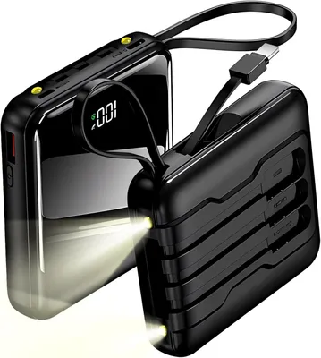Produktbild von Powerbank 20000mAh, PD 22,5W Externer Handyakku, Powerbank mit Taschenlampe, Tragbares Ladegerät Schnell Aufladende USB C mit LED Display, Schwarz