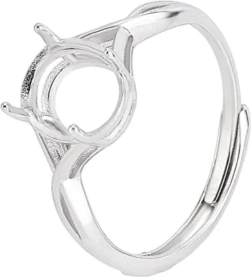 Productafbeelding van Ring Verstelbaar 18,5mm - 925 Sterling Zilver - Ringbasis - Ronde Cabochon - Sieraden Maken - Duurzaam Materiaal
