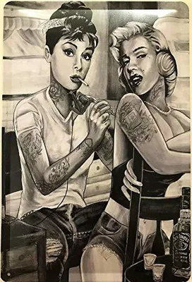 Metallschild 30x20 cm Hochrelief Marilyn Monroe & Audrey Hepburn
