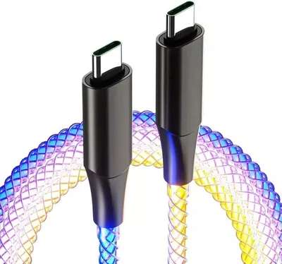 Produktbild von USB-C LED RGB Kabel Schnellladekabel Typ-C-C Ladekabel für Samsung Xiaomi Handy