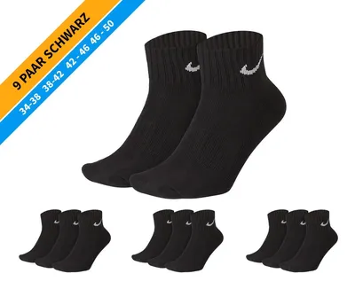 Produktbild von NIKE Socken - Farbe: 9 Paar Schwarz Quarter Socken - Größe: 34-38
