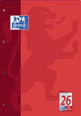 Obrázok produktu pre Oxford 100050351 Školský poznámkový blok Lin.26 - A4, 50 listov, 90 g/m2, 4 diery