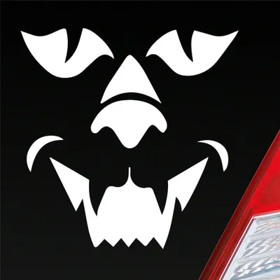Produktbild von Auto Aufkleber Löwe Monster Dämon Lion CAR KFZ PKW Roller Motorrad 10x10 cm Weiss Glanz Sticker Heckscheibenaufkleber