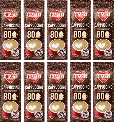 Produktbild von HEARTS Cappuccino mit feiner Kakaonote 40 x 1kg - Vorratspackung für Weihnachtsmarkt