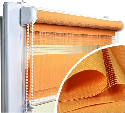 Zdjęcie produktu dla Voppi Roleta dzień noc 80x150 cm pomarańczowa, podwójna roleta wewnętrzna z napinaczem, bezinwazyjny montaż