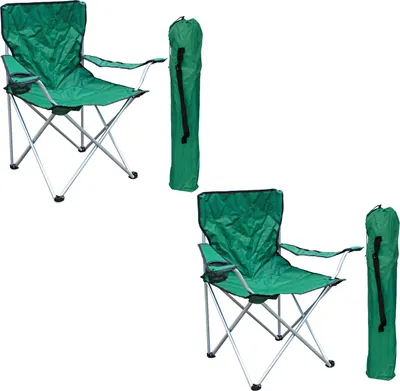 Image de set de 2 fauteuils de pêche avec porte-gobelet et sac pouvant supporter jusqu'à 120kg