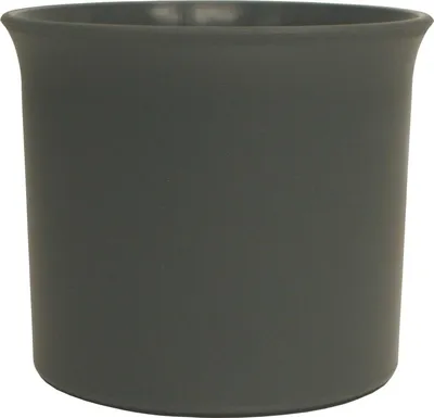 A gray planter pot with a slightly flared rim, shown against a white background.