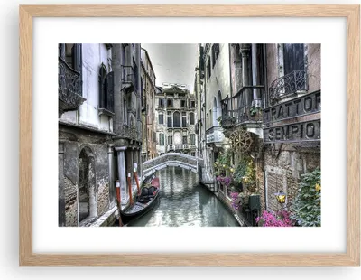 Produktbild von Gerahmtes Poster - Rahmen in heller Eiche - Venedig Brücke Wasser - 40x30 cm - Wand Bild - Wanddeko - Wandbilder - Wandposter - Bilderrahmen - Bilder - Kunstdruck - Wandbild - P2NAA40x30-3522