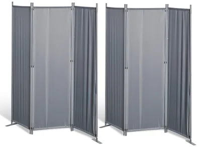 Productafbeelding van Roomdivider, 3-delig, 2 stuks, grijs, privacy scherm voor de woonkamer