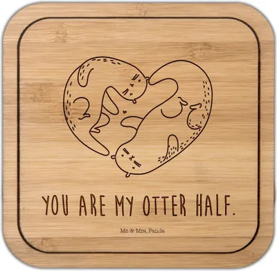 Produktbild von Mr. & Mrs. Panda Tischuntersetzer Otter Herz - Transparent - Geschenk, Liebe, Coaster, Untersetzer Kork, Seeotter, Hochzeitstag, gläseruntersetzer, Jahrestag