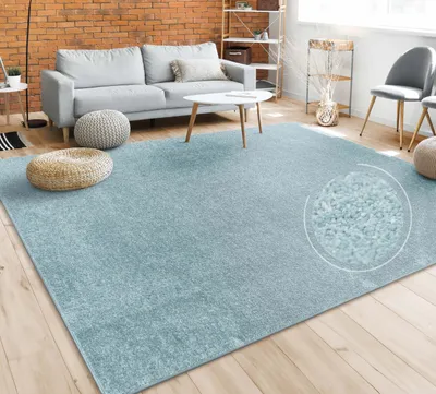 Produktbild von Teppich Wohnzimmer Einfarbig Schlicht Und Modern Kurzflor, Versch. Größen Farben Grösse 200 cm Quadrat