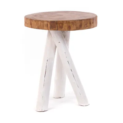 Produktbild von BEISTELLTISCH TEAKHOLZ 40 | 40x34cm (HxB) Massivholz Telefontisch      | Farbe: 06 weiß-landhaus
