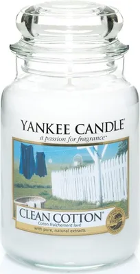 Produktbild von Yankee Candle Classic Housewarmer Gross, Clean Baumwolle, Duftkerze, Raum Duft im Glas / Jar, 1010728E