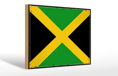 Produktbild von Holzschild Flagge Jamaikas 30x20cm Retro Flag of Jamaica