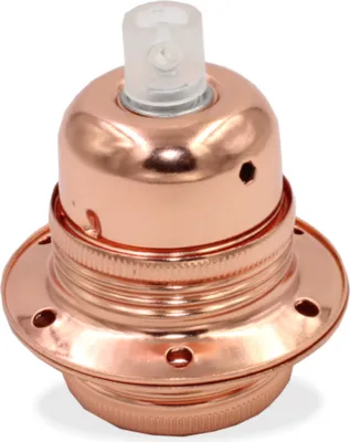 Produktbild von E27 Fassung mit Außengewinde & Stein & 2 Stellringe & transparenter Zugentlastung | Metall | Kupfer / Rosegold