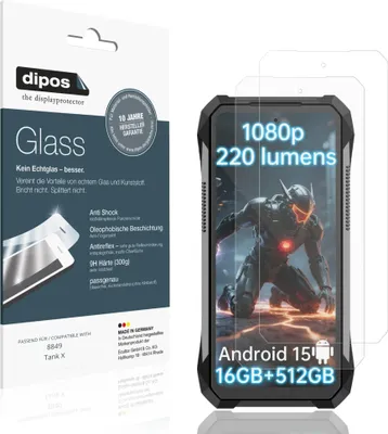 Produktbild von 2x Schutzfolie für 8849 Tank X matt - Anti-Shock 9H Folie dipos Glass Kunststoffglas