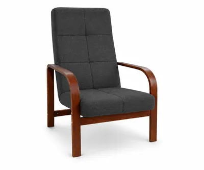 Zdjęcie produktu dla Fotel Nordic Comfort wypoczynkowy salon drewno orzech materia czarny BC